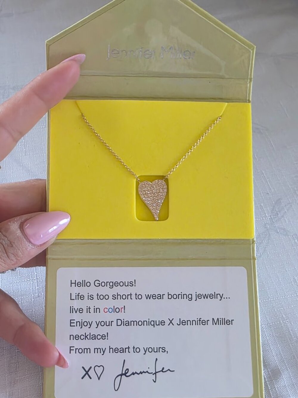 Diamonique & Jennifer Miller Adjustable Heart Necklace